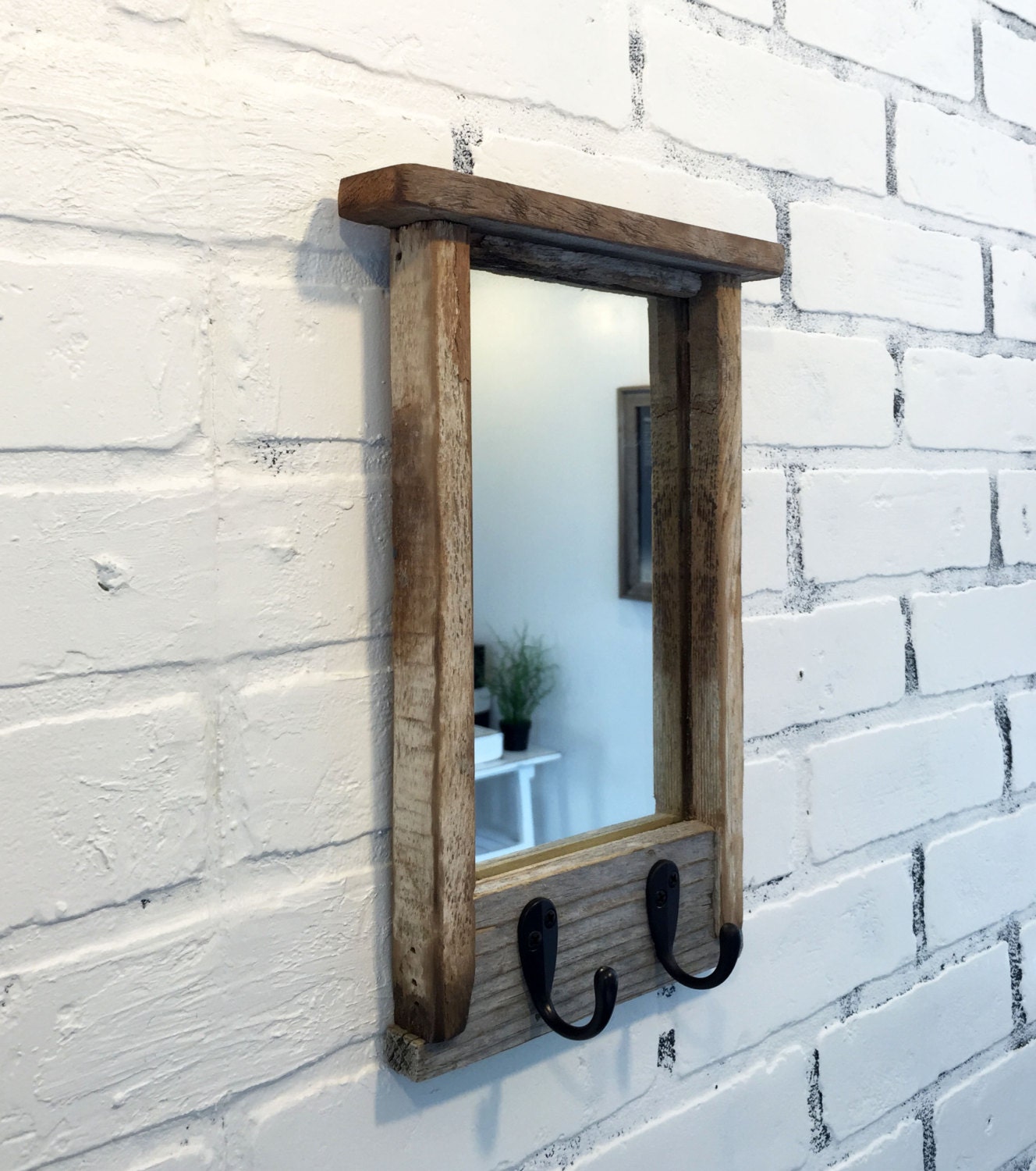 Coat Rack With Mirror Entryway Mirror With Two Coat Hooks Rustic Reclaimed Wood Coat 70 Coat Rack With Mirror Entryway Mirror With Two Coat Hooks Rustic Reclaimed Wood Coat 70