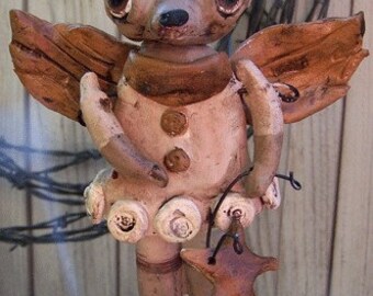 Folk Art Nostalgic Vintage Angel Chihuahua Dog Doll Handmade