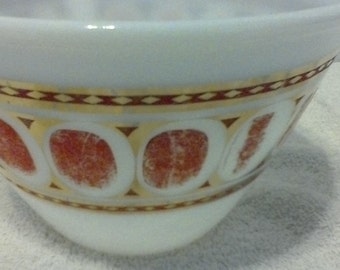 Vintage Fire King Splash Proof Bowl Fred Press Gold 2 Qt Candle Warmer