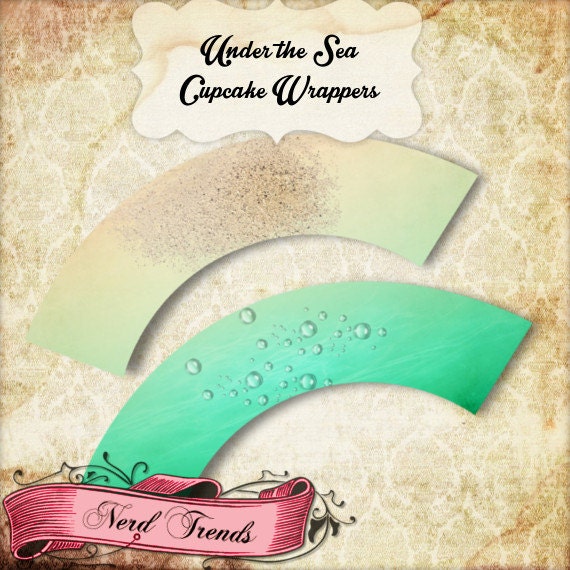 Under the Sea Cupcake Wrappers Ocean Birthday Wrappers Beach
