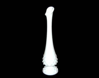 Vintage Fenton Hobnail Stretch Bud Vase Milk Glass Footed 10" White