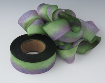 A Hanah Hand Dyed Silk Ribbon ,Hand Dyed Silk Ribbon, bias-cut 1 inch wide