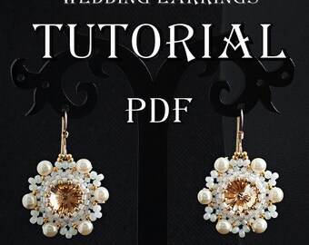 Patterns- Step by step - Tutorials - Jewellery making - Beaded tutorial - Wedding Earrings - PDF - Instant download - Beaded earrings