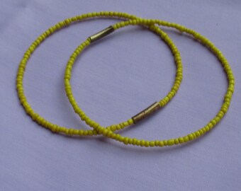 Retro Yellow Seed Bead Bangles