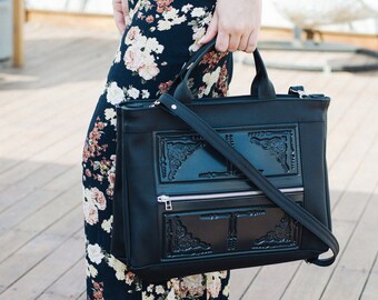 Vegan crossbody bag - bags & purses - black crossbody bag - vegan handbags - crossbody bag for women - non leather bag - MeDusa handbag