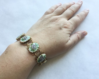 1960s Filigree Panel Bracelet with Roses