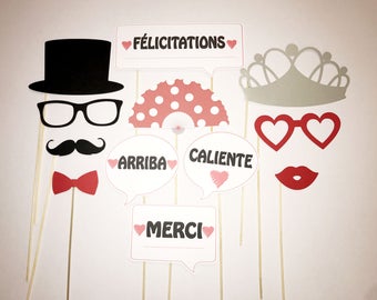 set 12 photobooth wedding accessories