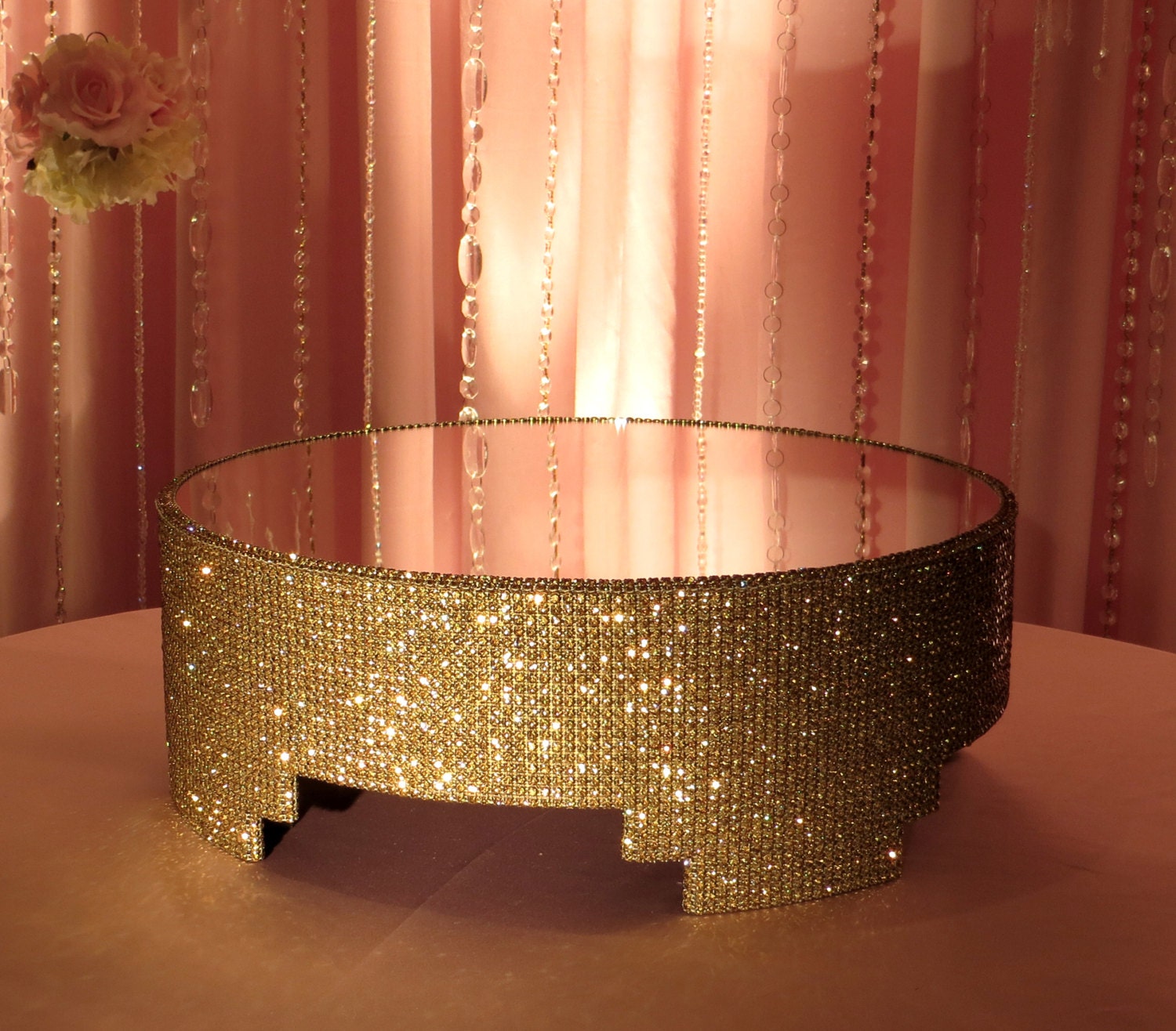 Round Gold Crystal Covered Cake Stand