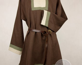 Early Medieval shirt with hems, 100% flax Viking tunic form Birka, Historical Pattern , for Viking Reenactors, Viking Costume