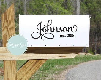 Personalized Mailbox wedding decal with last name and year