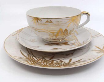 Kutani Geisha Vintage Trios Japan x4
