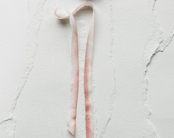Watercolor Silk Ribbon for Wedding Invitation-Coral