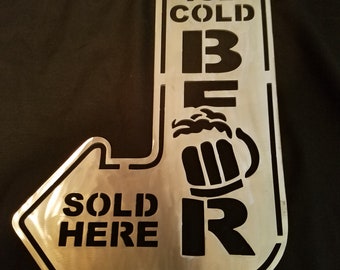 Ice Cold Beer sold here metal artwork decor