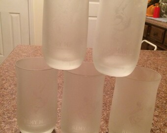 5 Rare remy Martin fine champagne cognac frost glasses with man-horse logo