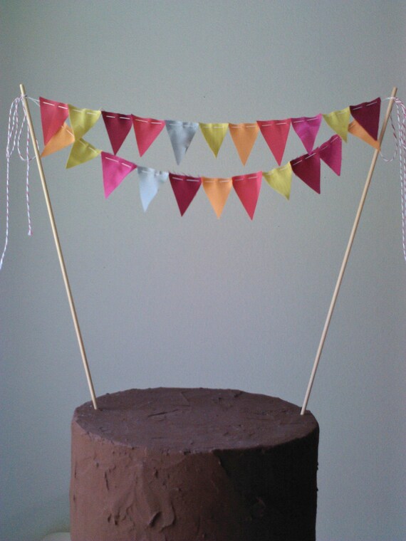Items similar to Cake Bunting Flags Wedding Cake Topper -Summer- pink ...