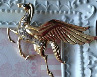 Large Vintage Horse Brooch Flying Horse Pegasus
