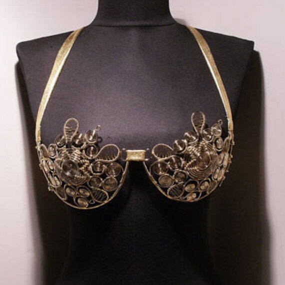 Gold Bra Metal Bra Belly Dance Costume Bra Goddess Bra
