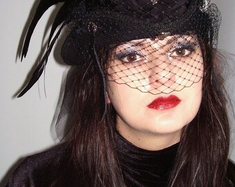 Black Bustle Neo Victorian riding hat