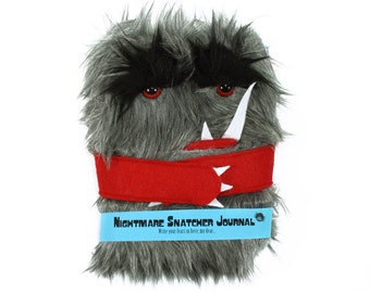 Nightmare Snatcher children's monster journal, gray red fuzzy Winston monster book