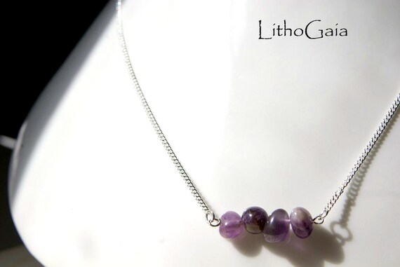 Amethyst Bar Necklace on Chain Sterling Silver 925, Amethyst Bar Gemstone, Crystal Necklaces, Amethyst Jewelry, Gift for Her, Bar Necklace