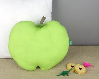 Green Apple shaped handmade Decorative Throw Pillow - Fruit cushion for children's bedroom or nursery