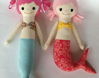 Mermaid, soft doll, PDF Sewing Pattern Direct Download - 'Mali & Mindi'