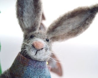 Needle Felted Animal , Scottish Hare , Needle Felted Hare , miniature animal , Home decor , Waldorf