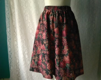 Vintage Floral Circle Skirt M L