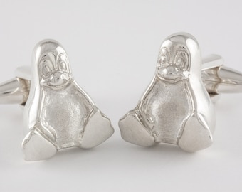 A Tribute to Tux, the Linux Penguin, Cufflinks, Sterling Silver