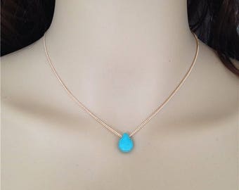 Turquoise Necklace Tiny Turquoise Necklace gold filled necklace, simple turquoise necklace, Dainty Turquoise Necklace -