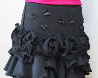 Lovely special rose decoration in black color skirt or tube dress in seaweed style decoration for your plus made in USA (VN115)