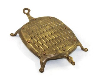 Vintage Brass Turtle Grater - Cheese Shredder - Citrus Zester