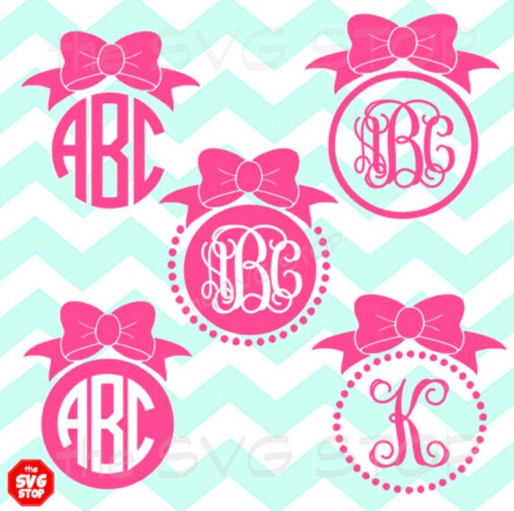 Bow monogram frames frames SVG and studio files for Cricut