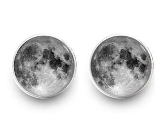 Full Moon Earrings Stud Posts Earrings Space Jewelry (with jewelry box)