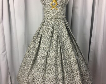 1950's Floral Print Cotton Sun Dress Size M
