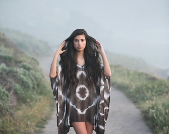 Brown Shibori tie dye dress // Beach cover up // Tunic