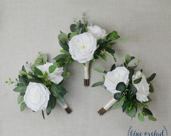Bridesmaid Bouquet, Wedding Flowers, Boho Bridesmaid Bouquet, Greenery Bouquet, Greenery Bridesmaid Bouquet, Wedding Bouquet, White Bouquet
