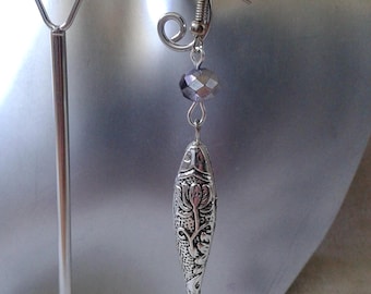 Earrings "engraved silver fish"