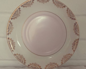 Stunning Vintage English Bone China Baby Pink and Gold Detail Bone China Cake Plate - Perfect for afternoon tea