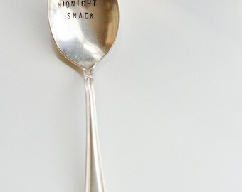Midnight Snack Hand Stamped Vintage Spoon