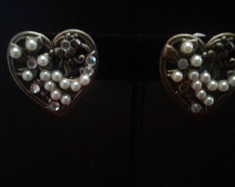 Bronzetone Victorian Revival Clip On Earrings Handmade From Upcycled Vintage Elements