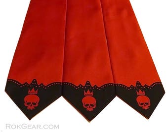 3 Mens skull neckties print to order in colors of your choice - by RokGear