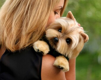 Puppy Yorkshire Terrier Tyson handmade lux mohair Stuffed dog collectible Artist toy OOAK teddy dog Yorkie Portrait pet York (made to order)
