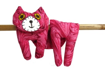 Flat Cat, Hot Cold Rice Bag, Microwave Neck Wrap, Rice Heating Pad, Hot Cold Therapy Pack, Raspberry Pink Swirl Batik