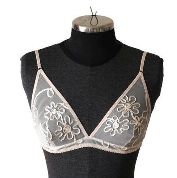 Artículos similares a Sostén (brasier) transparente en encaje, hecho a