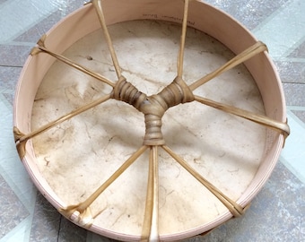 Manifestation Drum, Red Stag Deer or Horse Rawhide w/ Maple Hoop, 10" with suede wrap, Beater, Ritual Shaman Drum Celtic Pagan Heathen