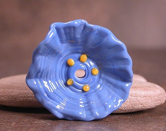 Art Glass Flower, Glass Flower Bead, Sculptural Flower, Periwinkle Blue, Lampwork Focal Bead, Divine Spark Designs