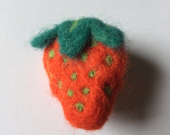 Needle Felted Strawberry Fruit Brooch Pin Badge