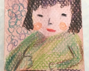 Original ACEO Watercolor Painting- Little Girl