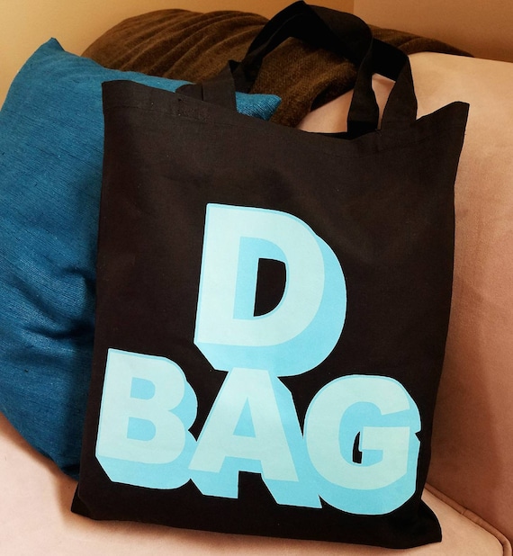 D Bag Black and Blue Cotton Canvas Tote Funny